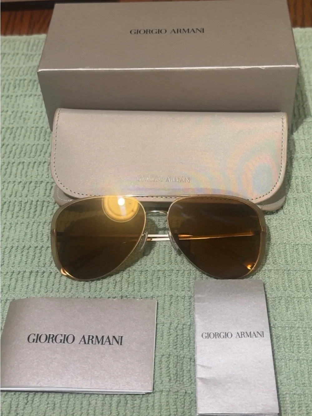 Giorgio Armani Gold Frame Sunglasses with Brown Lenses